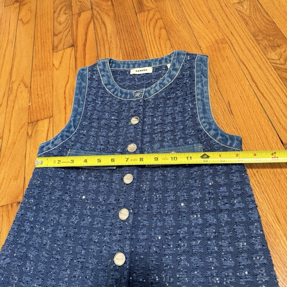 Sandro Blue tweed denim Mini Dress size 34 - Picture 9 of 9